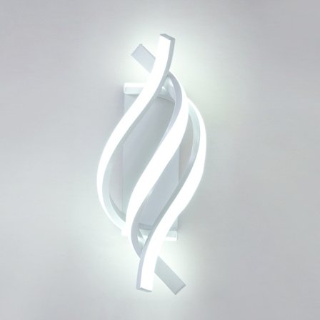 Hvit innendørs vegglampe, moderne 12W LED vegglampe buet Desi