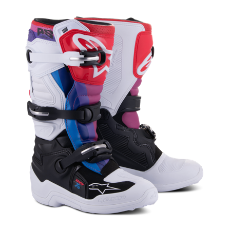 Cizme Motocross Alpinestars Tech 7S Tineret alb/negru/curcubeu 42