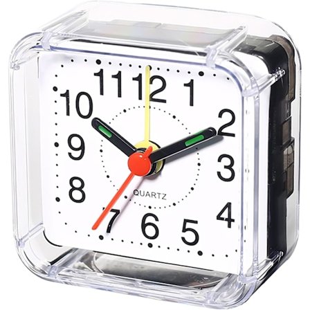 Lille Vækkeur Lydløs Uden Tikken - Mini Firkantet Sengelampe Vækkeur Batteridrevet (Batteri Ikke Inkluderet)