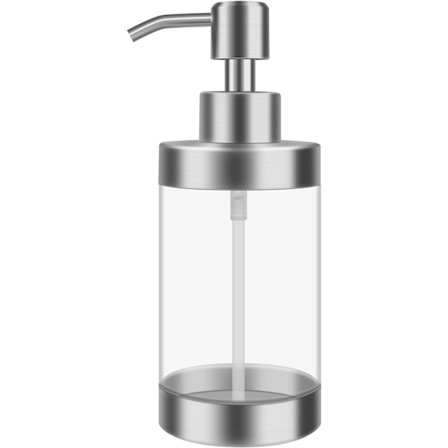 Ruostumattomasta teräksestä ja akryylista valmistettu saippua-annostelija - Kirkas saippuapumppu kylpyhuoneeseen, keittiöön, toimistoon, pesualtaaseen