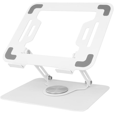Bærbar computer stand med 360° roterende base, justerbart ergonomisk stand (hvid)
