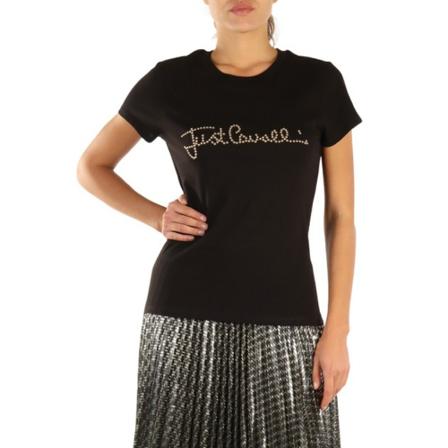 Just Cavalli, T-Shirts Zwart, Dames, Maat:S