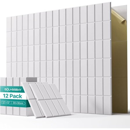 12-pak Selvklæbende Akustikpaneler, Lydisolerende Vægpaneler til Væg, Loft, Kontor 30x30cm_TF_TF