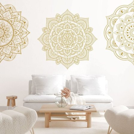 4 stk. Halv Mandala Vægdekoration Boho Mandala Vægmærke Væg
