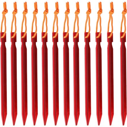 12 stk. teltplugger, aluminiumslegering, kraftige og lette teltplugger for utendørs camping, strand og fotturer