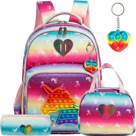 Skolväskor16" Väskor för flickor Set Väska 3 i 1 barnväskor för flickor Kawaii ryggsäck Vattentät barn skolväskor för flickor D