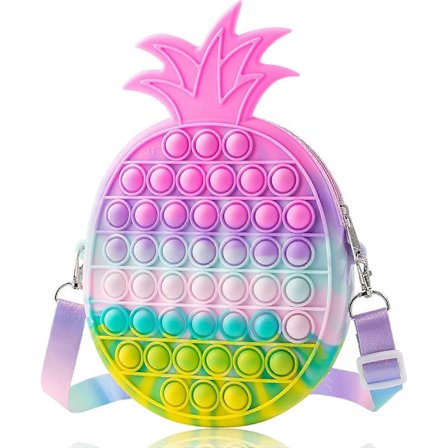 Pop Ananas Taske Fidget Legetøj til Piger, Stor Regnbue Pop Fidget Taske, Farverigt Tryk Boble Stress Relief Sensorisk Legetøj, Håndtaske Bedste 