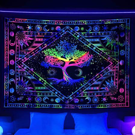 Blacklight Vägghängande Trippy Gobeläng Psykedeliska Gobelänger
