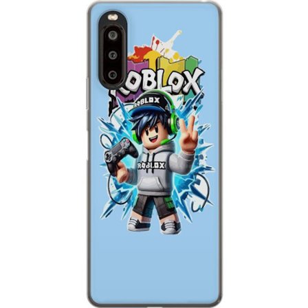 Kompatibelt Mobilskal till Sony Sony Xperia 10 II Färgstark Roblox-karaktär med handkontroll och energifylld splash art design, perfekt för barnrum