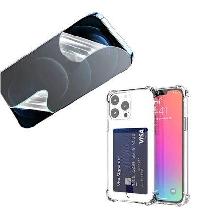 iPhone 14 Pro - Skal med Kortfack & Hydrogel Skärmskydd