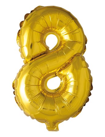 Joker Foil Balloon Number 8 Gold 86 Cm - Gold - 86 cm