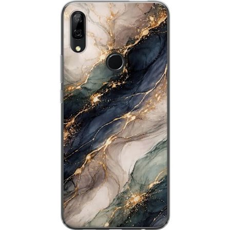 Yhteensopiva Puhelinkuori Huawei Huawei P Smart Z Ylellinen abstrakti marmoritaide mustalla, valkoisella ja kullalla elegantteine linjoineen, eksklusi