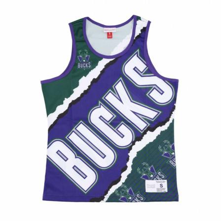 Mitchell & Ness basketball tank top nba jumbotron 2.0 mesh tank hardwood classics milbuc , Groen , Heren , Maat: L