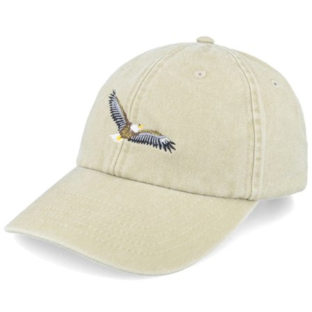 Wild Spirit - Beige unconstructed Cap - Flying Eagle Embroidery Khaki Dad Cap / Unconstructed @ Hatstore