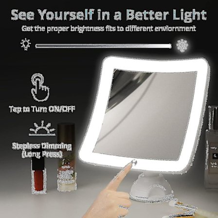 20x Forstørrelsesspejl med LED-lys, Opgraderet Oplyst Makeup-spejl med Forstørrelse