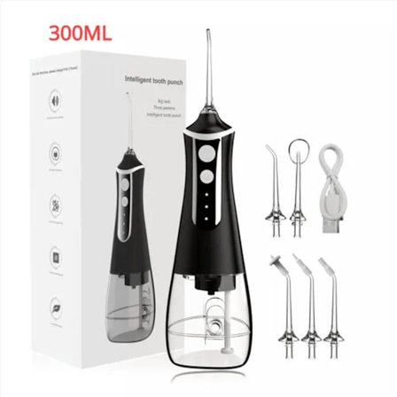Oral Irrigator Portabel Dental Vattenstråle 310Ml IPX7 L10 Svart