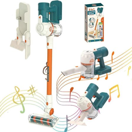 3-i-1 Barn Dammsugare Som Verkligen Fungerar, Leksakssats För Barnrengöring, Småbarnsleksak Dammsugarsats, Rolig Arbetsleksak Dammsugare För Barn