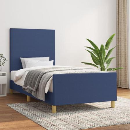 Vidaxl Sängram Med Huvudgavel Blå 90x190 Cm Tyg Blå