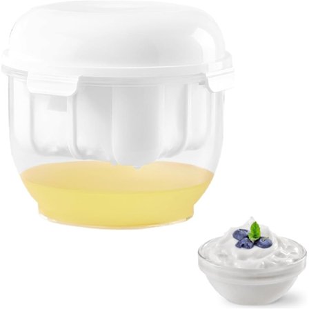 Gresk yoghurt sil, finmasket yoghurtmaskin sil med lokk, ost yoghurtmaskin, gjenbrukbar yoghurt sil (rund hvit)