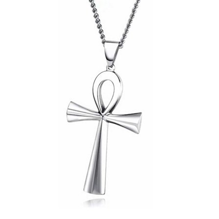 Egyptiskt Kors Halsband med Kedja Silver