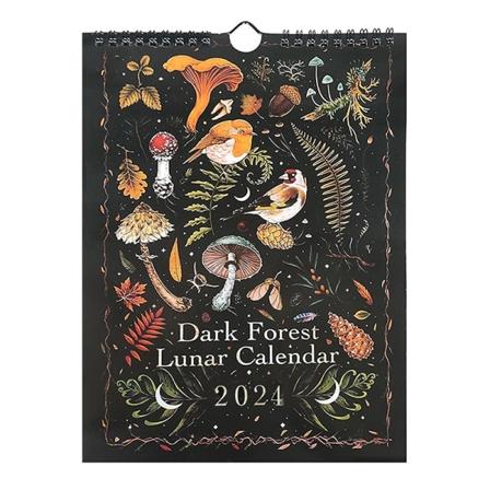12 x 8 tommers Mørk Skov Månekalender 2024 indeholder 12 originale