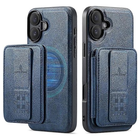 FIERRE SHANN 028 Stil För iPhone 16 Fodral Magnetisk Avtagbar Kortfack Läder Baksida