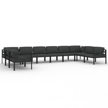 Vidaxl Loungegrupp För Trädgården 10delar Med Dynor Aluminium An Antracit