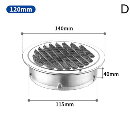 75MM 201 Rustfrit Stål Vægvægventilationsgitter Udvendig Rund Du