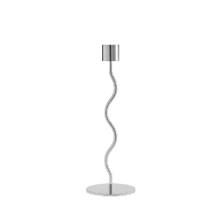 Cooee Curved Candleholder 23cm Stainless Steel Ljuslyktor & ljushållare Silver 23