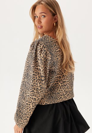 Pieces - Pcfia Ls Denim Revisible Tie T - Black Aop: Leo - Kläder - - Bubbleroom