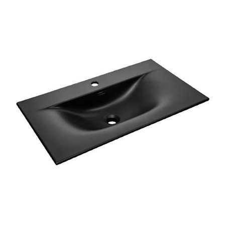 Indbygningsvask i keramik - Mat sort - L 80 x P 46 cm