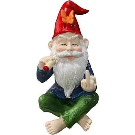 Havefigur til Haven - Sjov Tommelfinger-Røgende Udendørs Statue - Havegnomer til Haven, Sjove Gnomer Dekoration, Røgende Gnomer