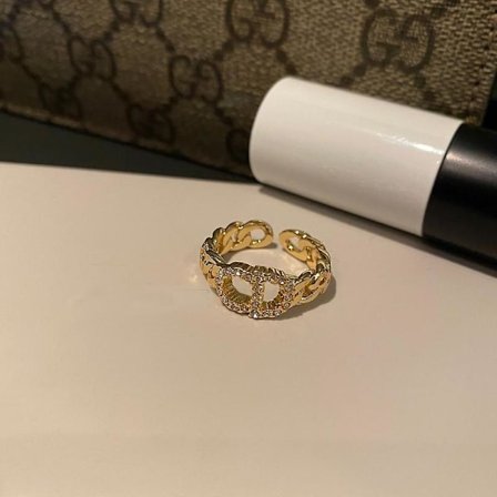 Åpen Justerbar CD Bokstavslogotype Innlagt Diamantskåret Ring Damering Ring