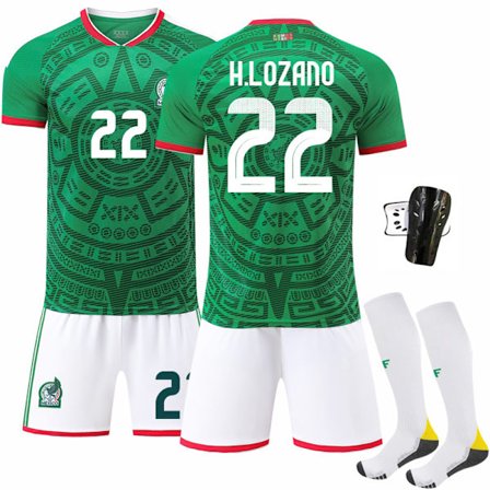 2025–2026 Mexico VM Hjemmebane Barn Voksen Fodboldtrøje Sæt Nr.14 Nr.16 Nr.9 Raúl Nr.22 Lozano Grøn
