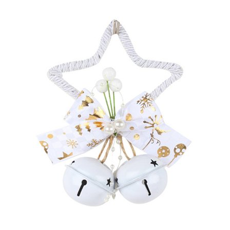 Joulukoriste Jingle Bells, metallinen viisikärkinen tähtikello käpyillä ja ruseteilla, joulukuusen koristeeksi