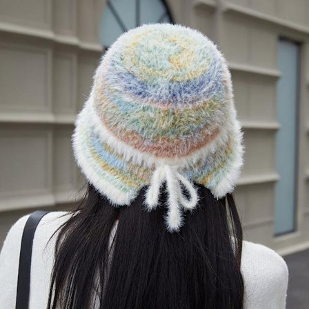 Stilig plysjfiskarhatt, varm og øredekkende, Hvit+farge