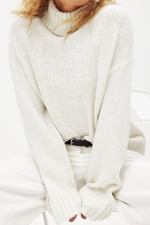 NA-KD Turtle Neck Knitted Sweater - Oversize trøjer - OffHvid - XS (EU 32)