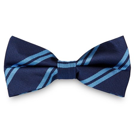 Blauwe Dubbelgestreepte Marinekleurige Zijden Vlinderdas voor mannen - Voorgestrikte vlinderdassen