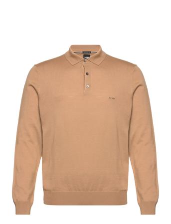 Bono-L Knitwear Long Sleeve Knitted Polos Beige BOSS*Betinget Tilbud