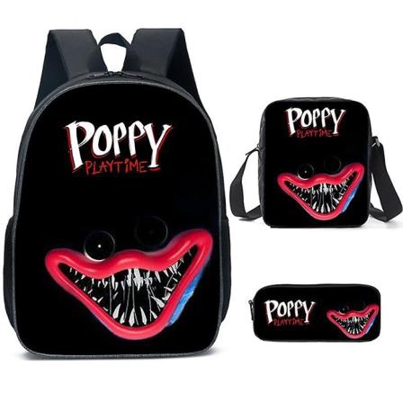 Poppy Playtime Huggy Wuggy Play Reppu koululaukku 3kpl/setti as picture