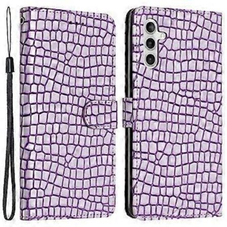 Nahkainen Samsung Galaxy A34 5G -kotelo, krokotiilikuvioinen, seisova, lompakko, käsihihna