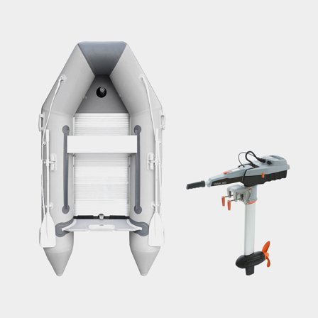 Kumivene / kumijolla sähkömoottorilla RUBB 270 Pro Flex, alumiinipohja, harmaa + Torqeedo Travel 903 S (Short), Limited Edition, 2.5 hv, 900 W, lyhyt 