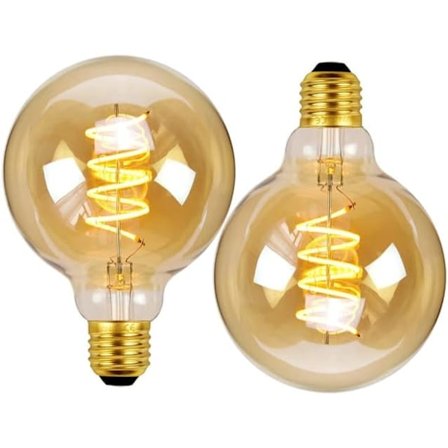 LED Filament Pære 4W Globe Spiral LED Pærer Dekorative Lyspærer Gamle Pærer, Varmt Hvidt 2200K, Pakke med 2