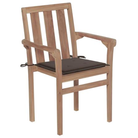 Vidaxl Trädgårdsstolar 2 St Med Taupe Dynor Massivt Teakträ Taupe