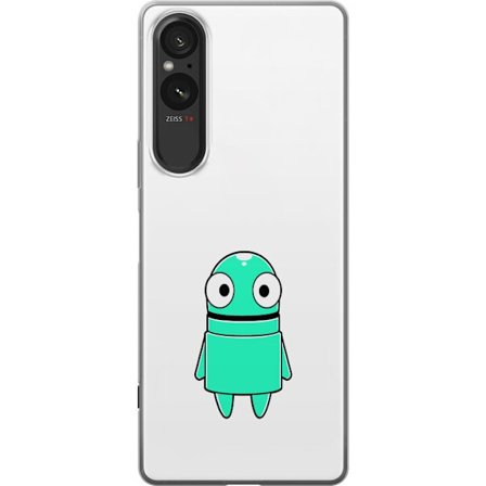 Yhteensopiva Puhelinkuori Sony Sony Xperia 5 V Turkoosi piirroshahmo isoilla silmillä ja iloisella persoonallisuudella yksinkertaisessa kuvituksessa