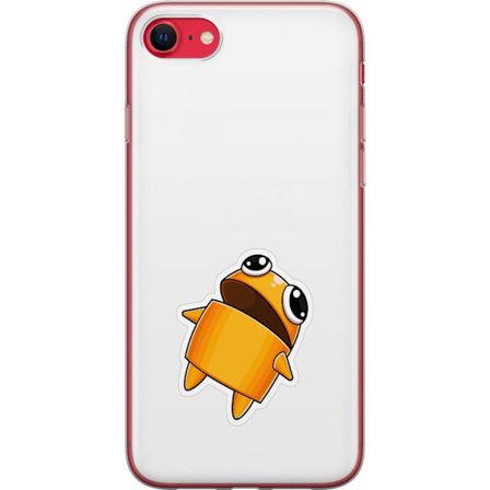 Kompatibelt Mobildeksel til Apple Apple iPhone 8 Orange tegnet figur med store øyne og dynamisk posisjon i leken stil