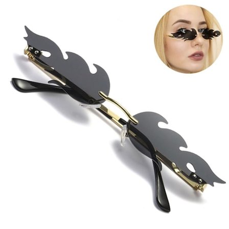 Festsolbriller Flamme Solbriller Rammeløse Nyhed Solbriller Grå KLB