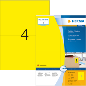 Etikett Herma 105X148Mm Gul
