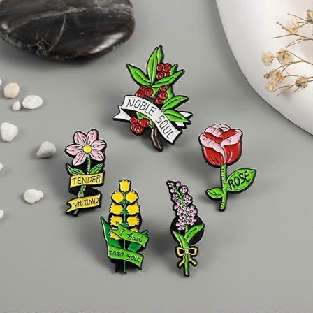 Broche Nåle Vintage Rhinestone Nåle og Brocher til Kvinder, 5 stk. Dame Brocher & Nåle til Jakker, Emalje Nåle til Rygsække Æstetiske Krystal Pi