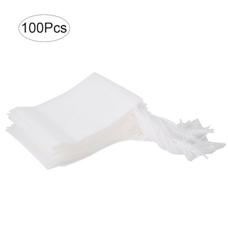 100 stk Teposer Engangs Tefilterpose Urtepose Tilbehør med Trekkstreng
